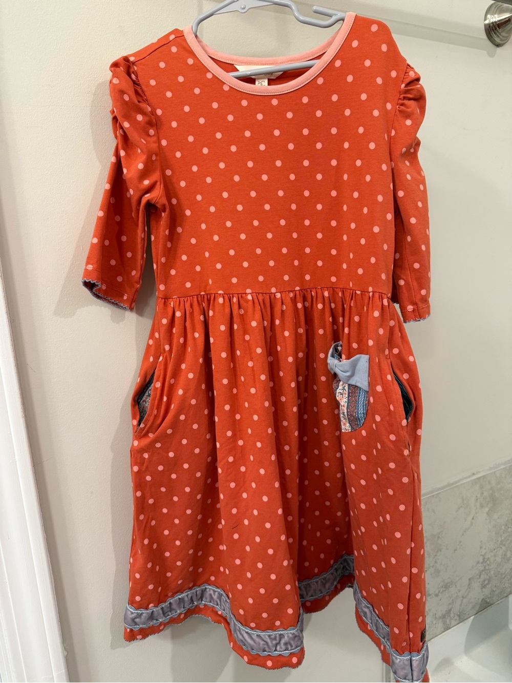 Matilda Jane Coral Orange Polka Dot Long Sleeve Dress